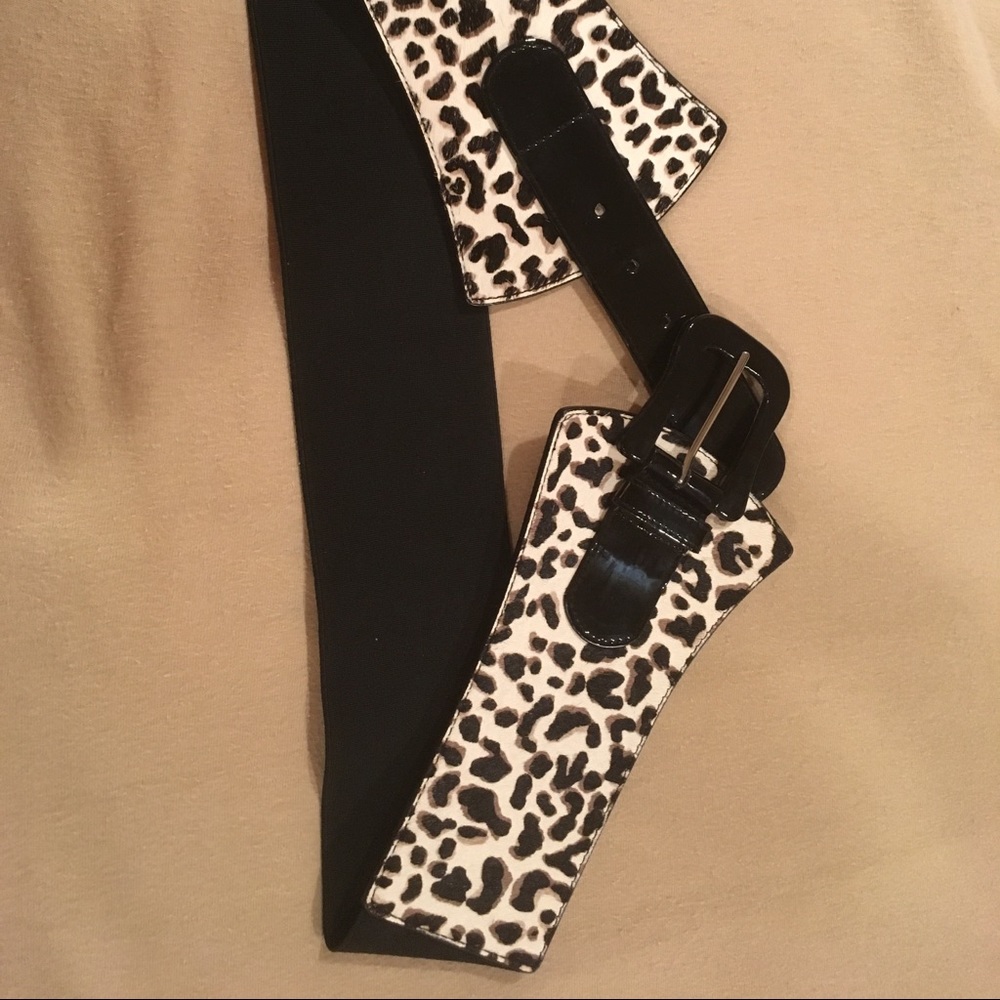 Leopard print leather belt
